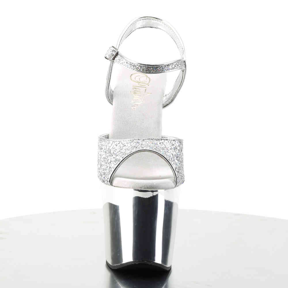 Pleaser - REVOLVER-709G Sandale à bride à la cheville, Pole dance chaussures - Chaussures de pole dance - Couleur argent